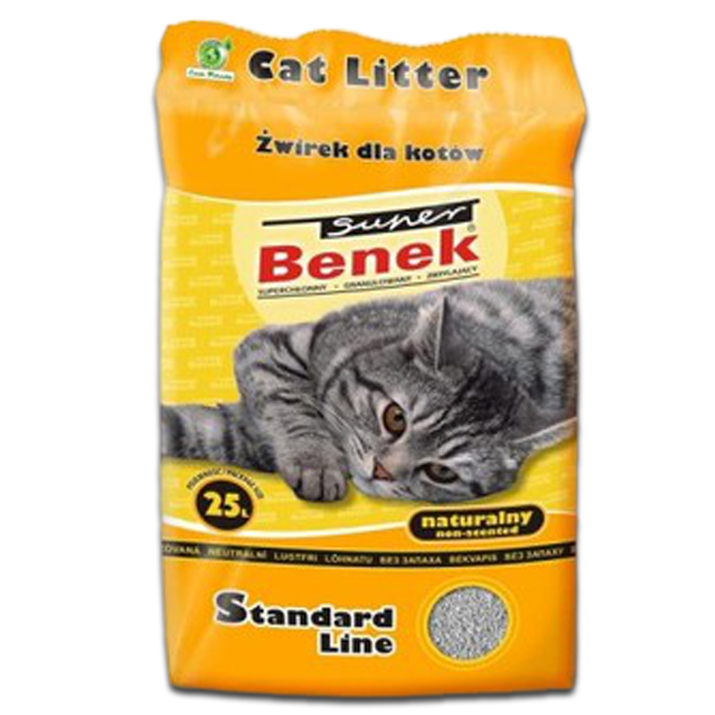 Żwirek dla kota bentonitowy Super Benek STANDARD naturalny 25l